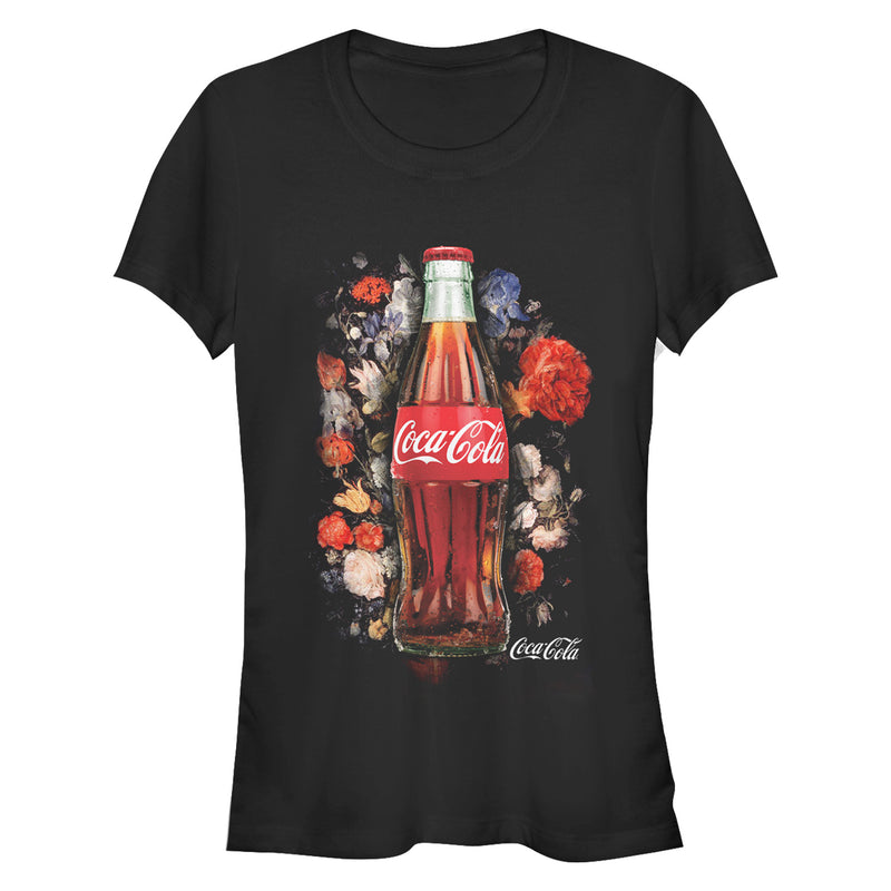 Junior's Coca Cola Bottle Floral Print T-Shirt