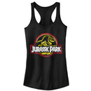 Junior's Jurassic Park Neon T Rex Logo Racerback Tank Top