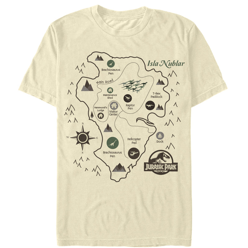 Men's Jurassic Park Isla Nublar Map T-Shirt