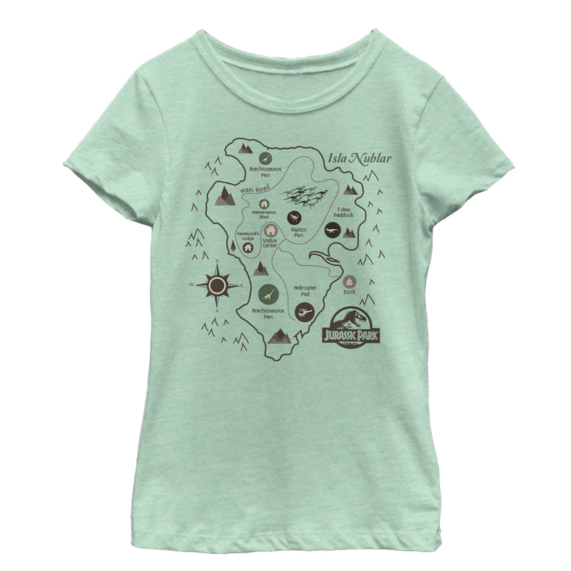 Girl's Jurassic Park Isla Nublar Map T-Shirt