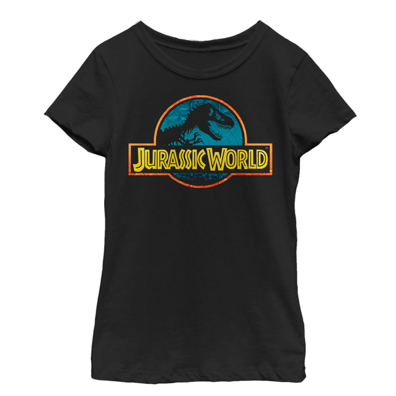 Girl's Jurassic World Color Outline Logo T-Shirt