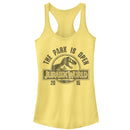 Junior's Jurassic World Park Open Logo Racerback Tank Top