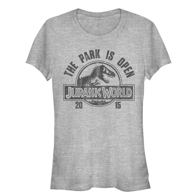 Junior's Jurassic World Park Open Logo T-Shirt