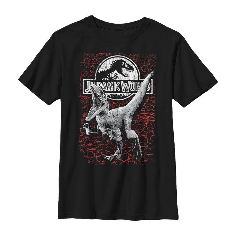 Boy's Jurassic World Raptor Lava Logo T-Shirt