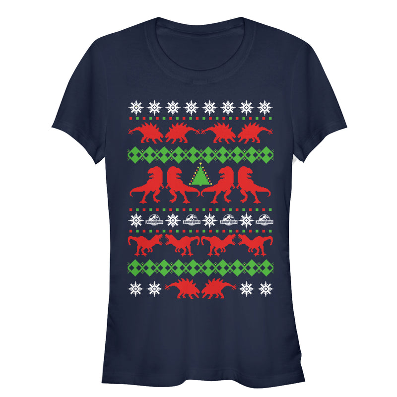 Junior's Jurassic World Ugly Christmas T.Rex T-Shirt