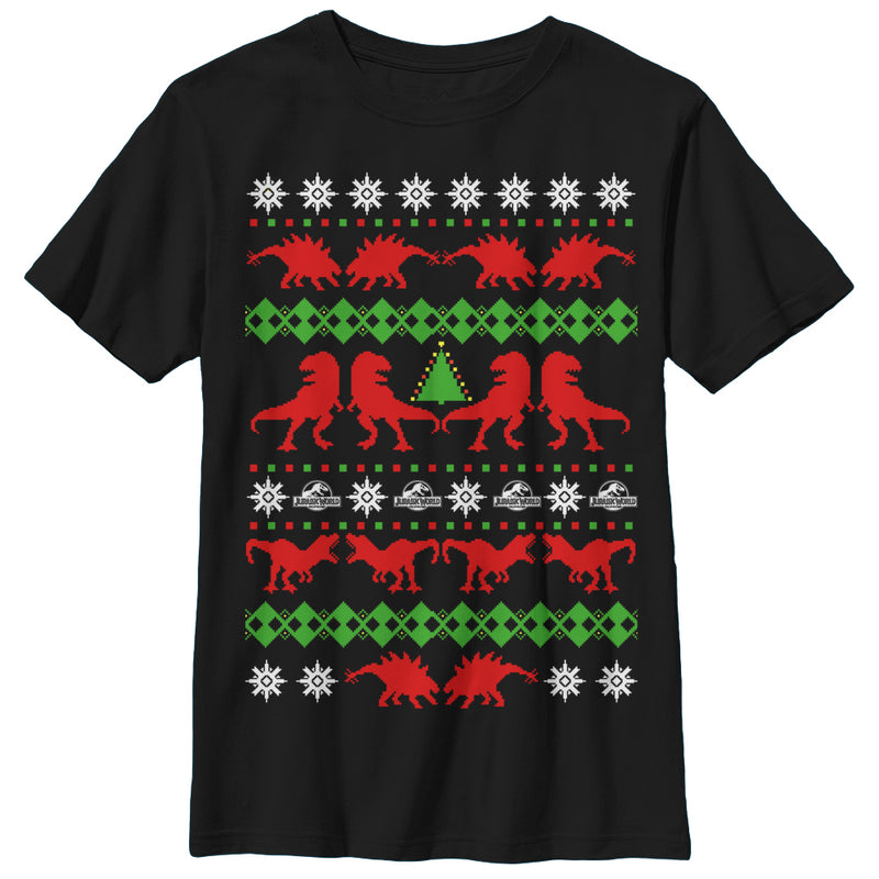 Boy's Jurassic World Ugly Christmas T.Rex T-Shirt
