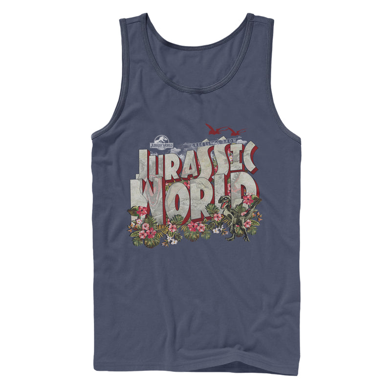 Men's Jurassic World Greetings From Paradise Tank Top