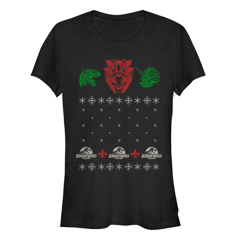 Junior's Jurassic World Ugly Christmas Raptor T-Shirt