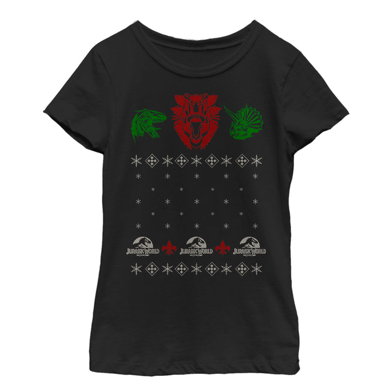 Girl's Jurassic World Ugly Christmas Raptor T-Shirt