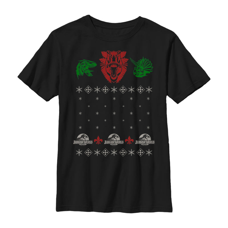 Boy's Jurassic World Ugly Christmas Raptor T-Shirt