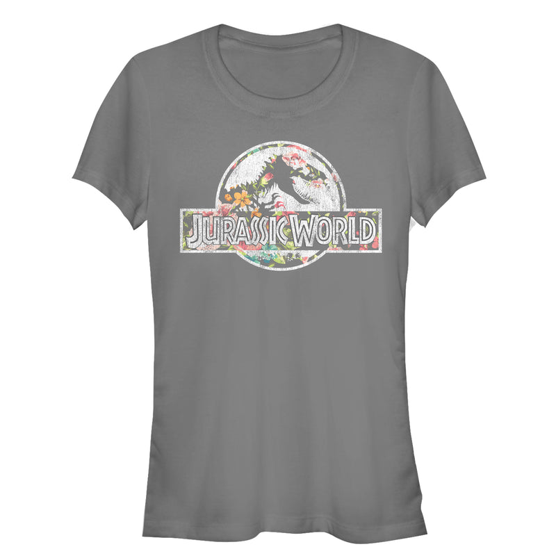 Junior's Jurassic World Vintage Tropical Logo T-Shirt