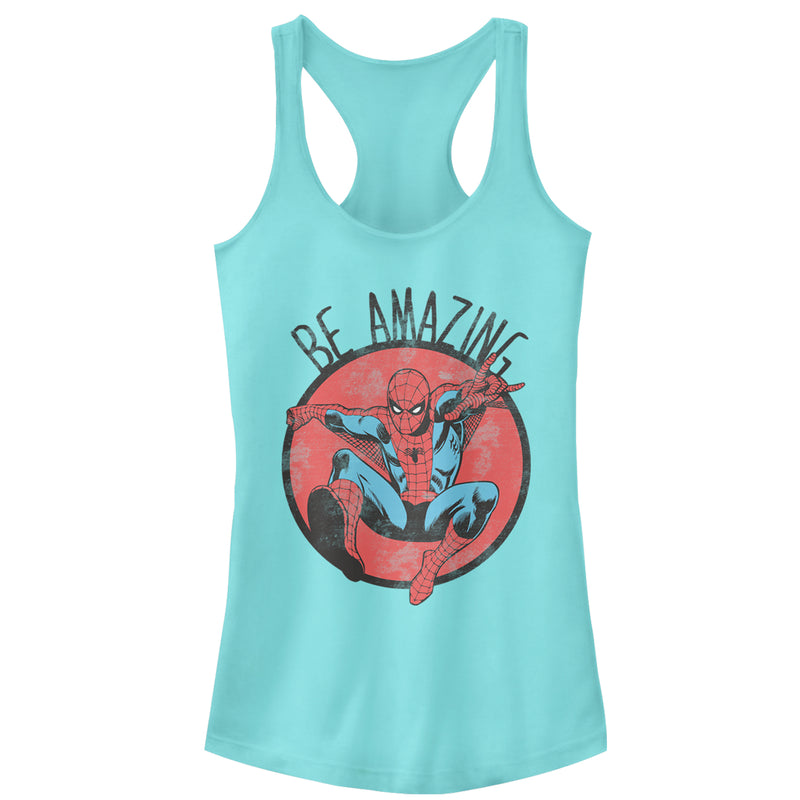 Junior's Marvel Spider-Man Be Amazing Racerback Tank Top