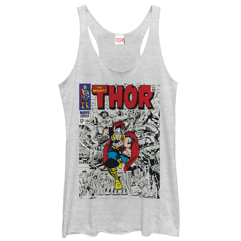 Women's Marvel Mighty Thor Comic Book Cover Print Racerback Tank Top