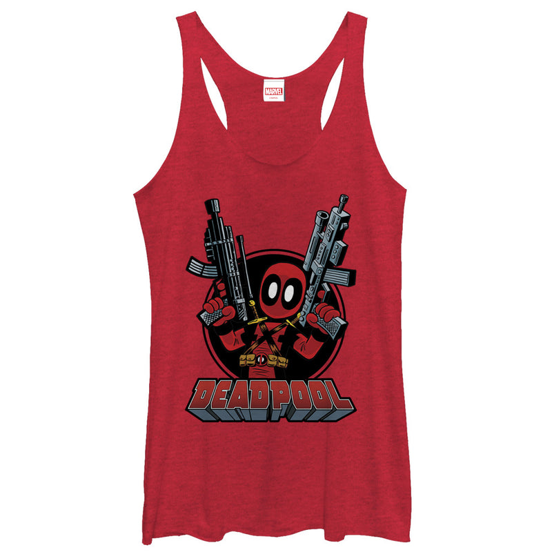 Women's Marvel Deadpool Cartoon Guns Racerback Tank Top
