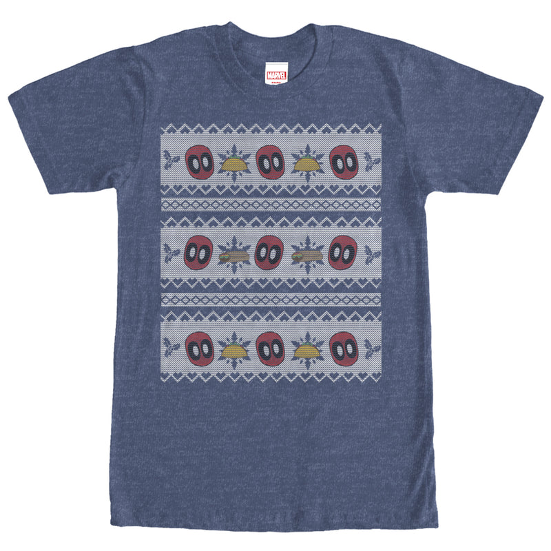 Men's Marvel Ugly Christmas Deadpool Taco T-Shirt