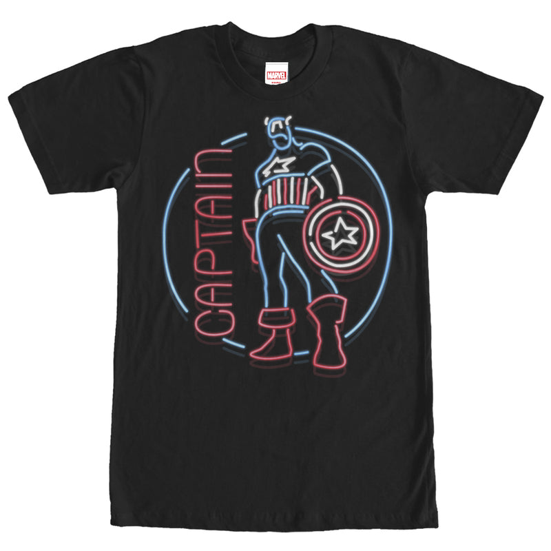 Men's Marvel Captain America Neon Sign Print T-Shirt