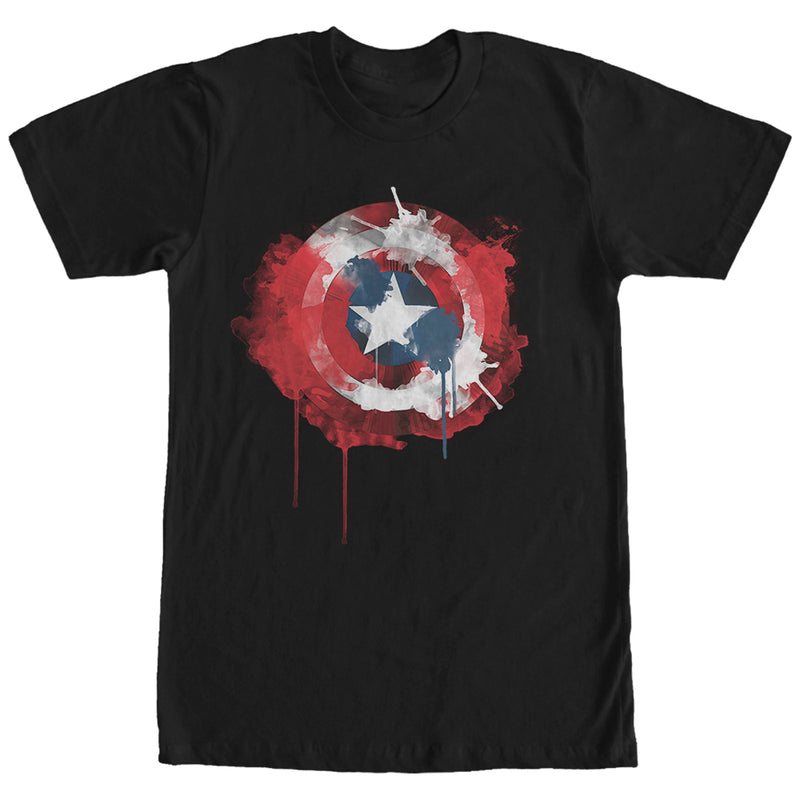 Men's Marvel Captain America Shield Watercolor Print T-Shirt