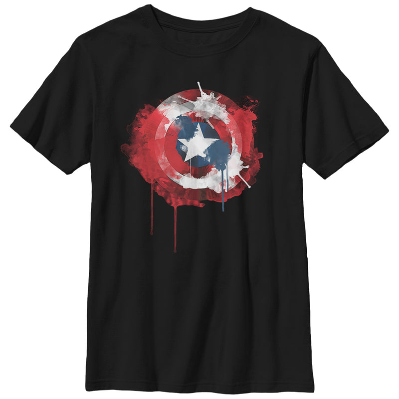 Boy's Marvel Captain America Shield Watercolor Print T-Shirt