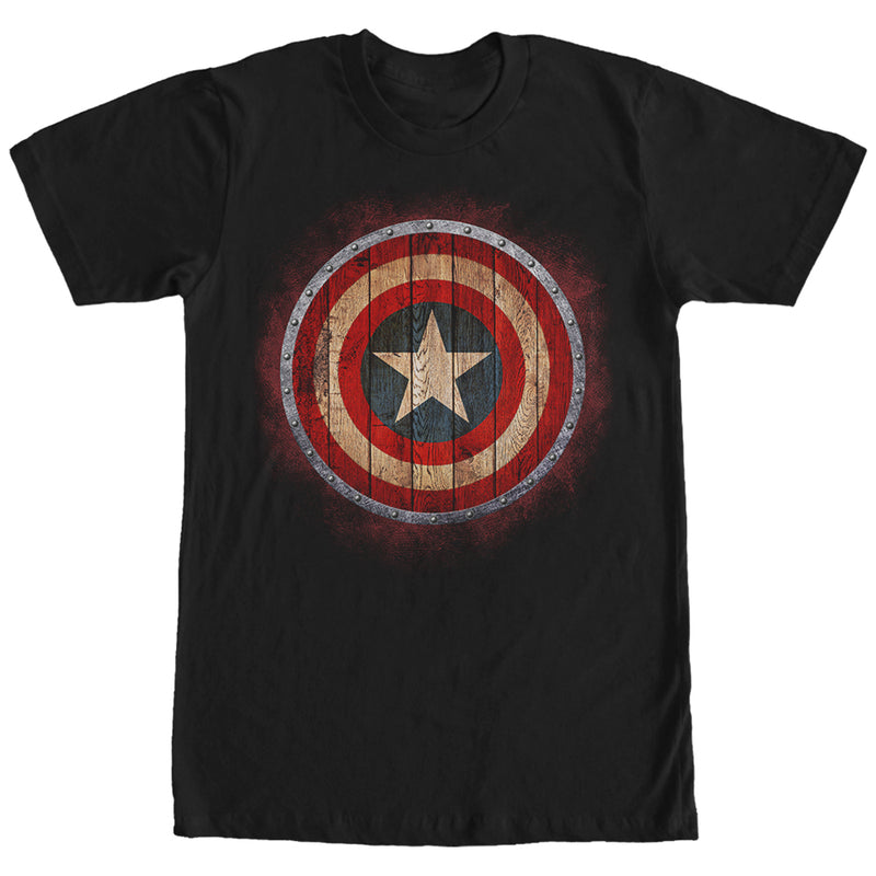 Men's Marvel Captain America Shield Wood Print T-Shirt