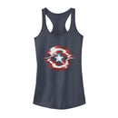 Junior's Marvel Captain America Shield Glitch Racerback Tank Top