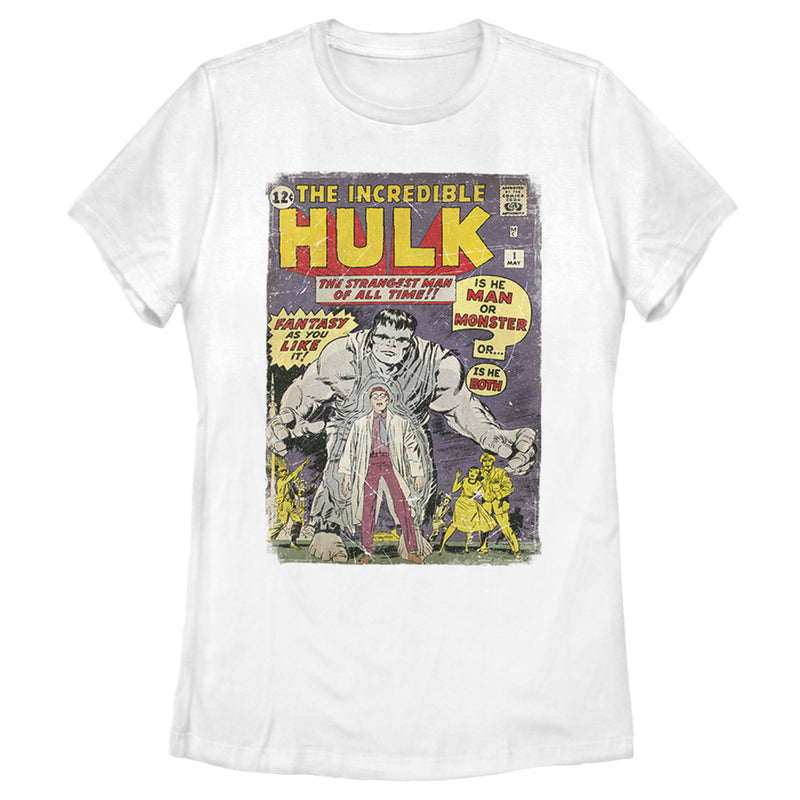 Women's Marvel Hulk Comic Book Cover Print T-Shirt