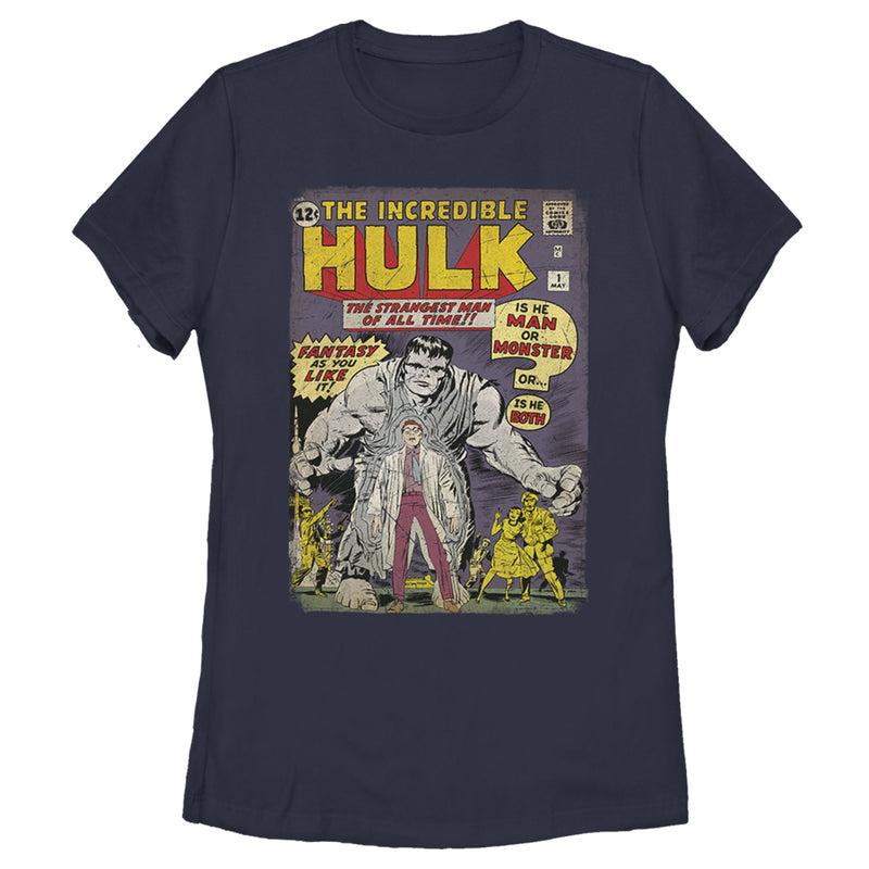 Women's Marvel Hulk Comic Book Cover Print T-Shirt