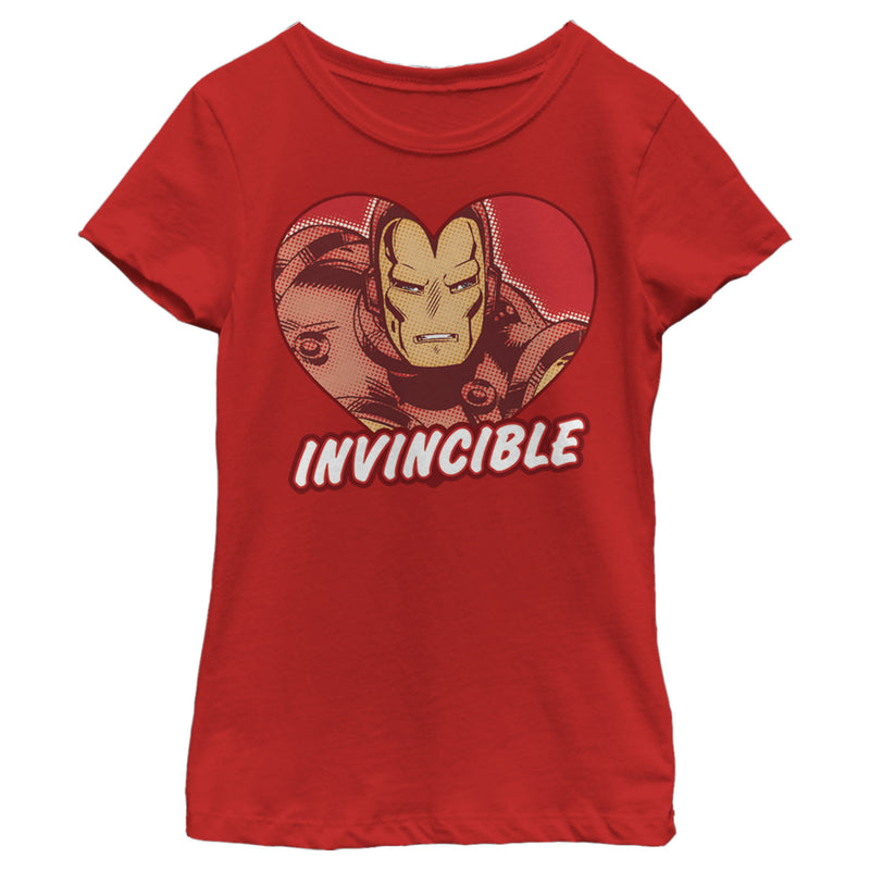 Girl's Marvel Iron Man Invincible Valentine Heart T-Shirt
