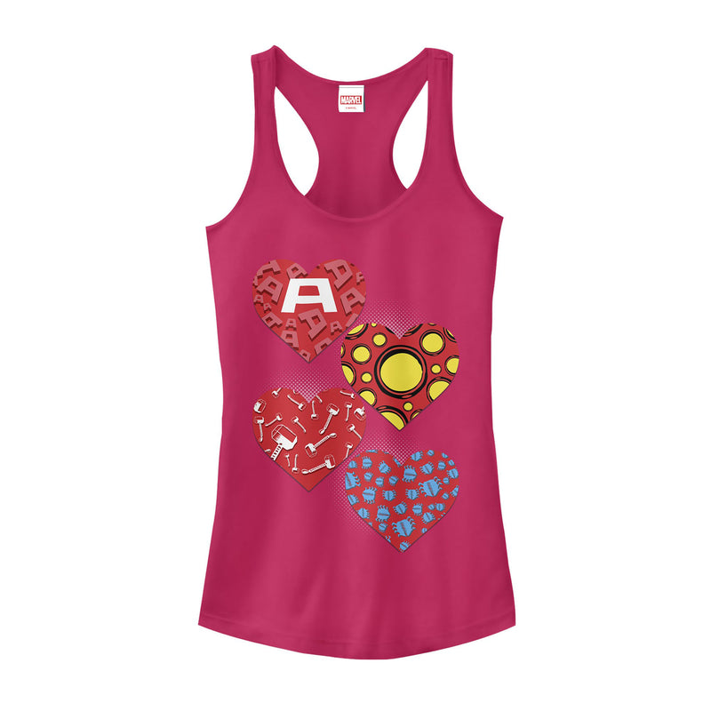 Junior's Marvel Hero Hearts Racerback Tank Top