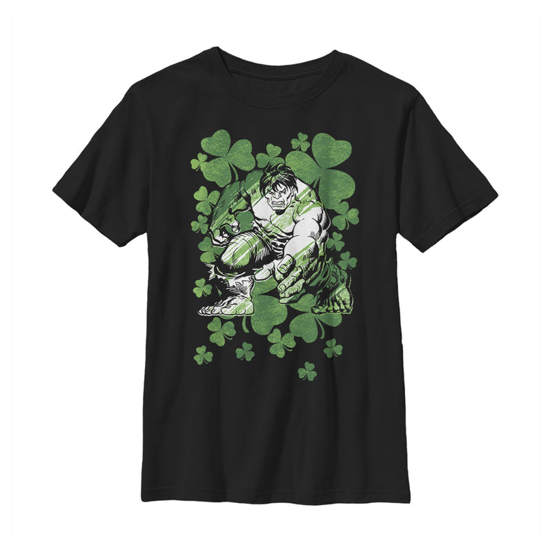 Boy's Marvel St. Patrick's Day Hulk Clover Field T-Shirt