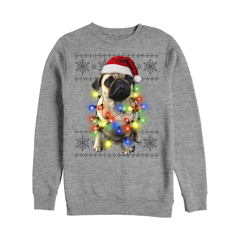 Men's Lost Gods Ugly Christmas Pug Lights Sweatshirt
