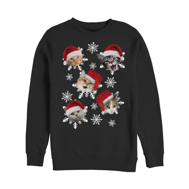 Men's Lost Gods Ugly Christmas Cat Snowflakes Sweatshirt