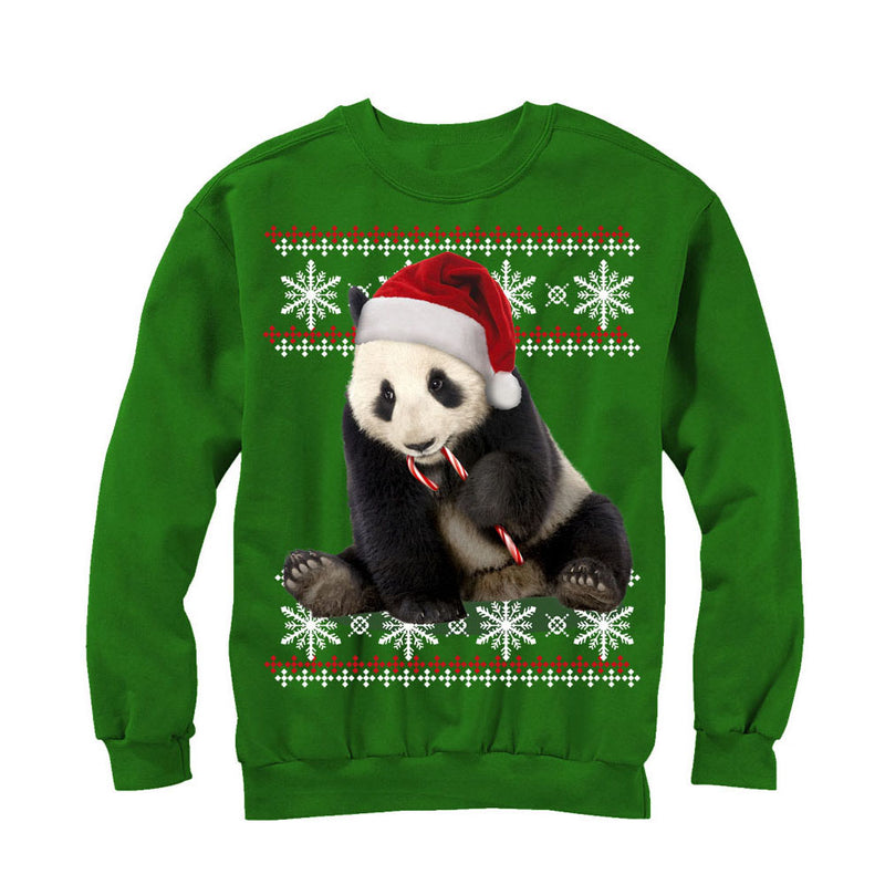 Women's Lost Gods Ugly Christmas Panda and Candy Cane Sweatshirt