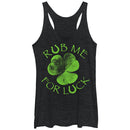 Women's Lost Gods Rub Me For Luck Clover Racerback Tank Top