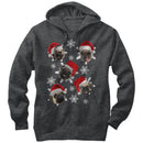 Women's Lost Gods Ugly Christmas Pug Snowflakes Pull Over Hoodie