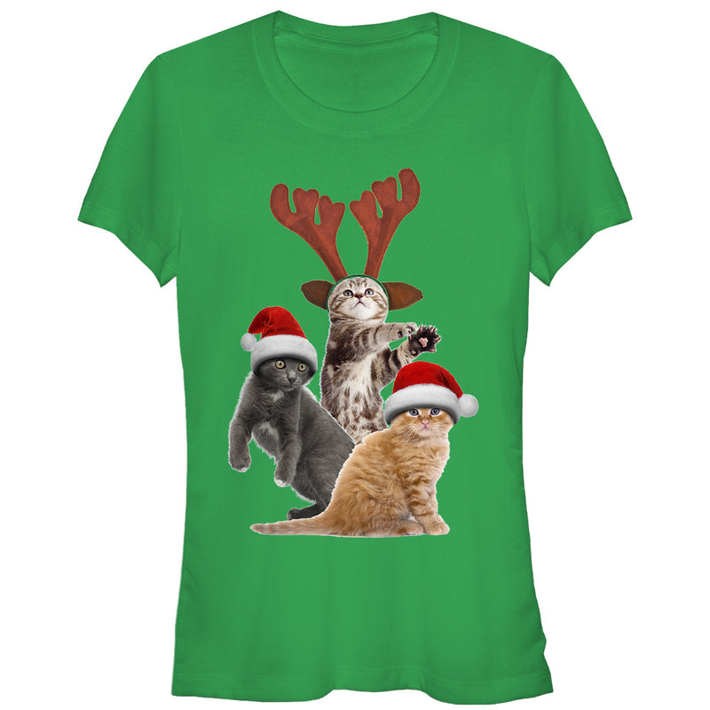 Junior's Lost Gods Ugly Christmas Cats T-Shirt