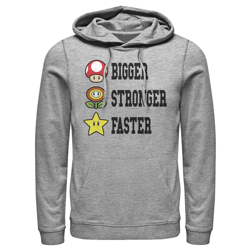 Men's Nintendo Mario Bigger Stronger Faster Pull Over Hoodie