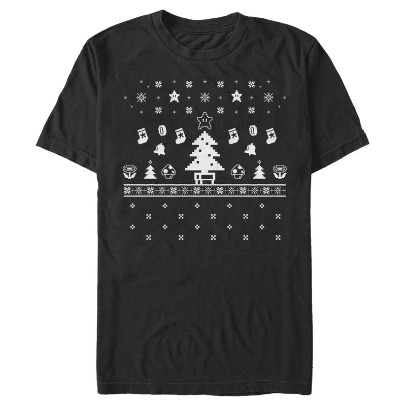 Men's Nintendo Ugly Christmas Tree Super Mario T-Shirt