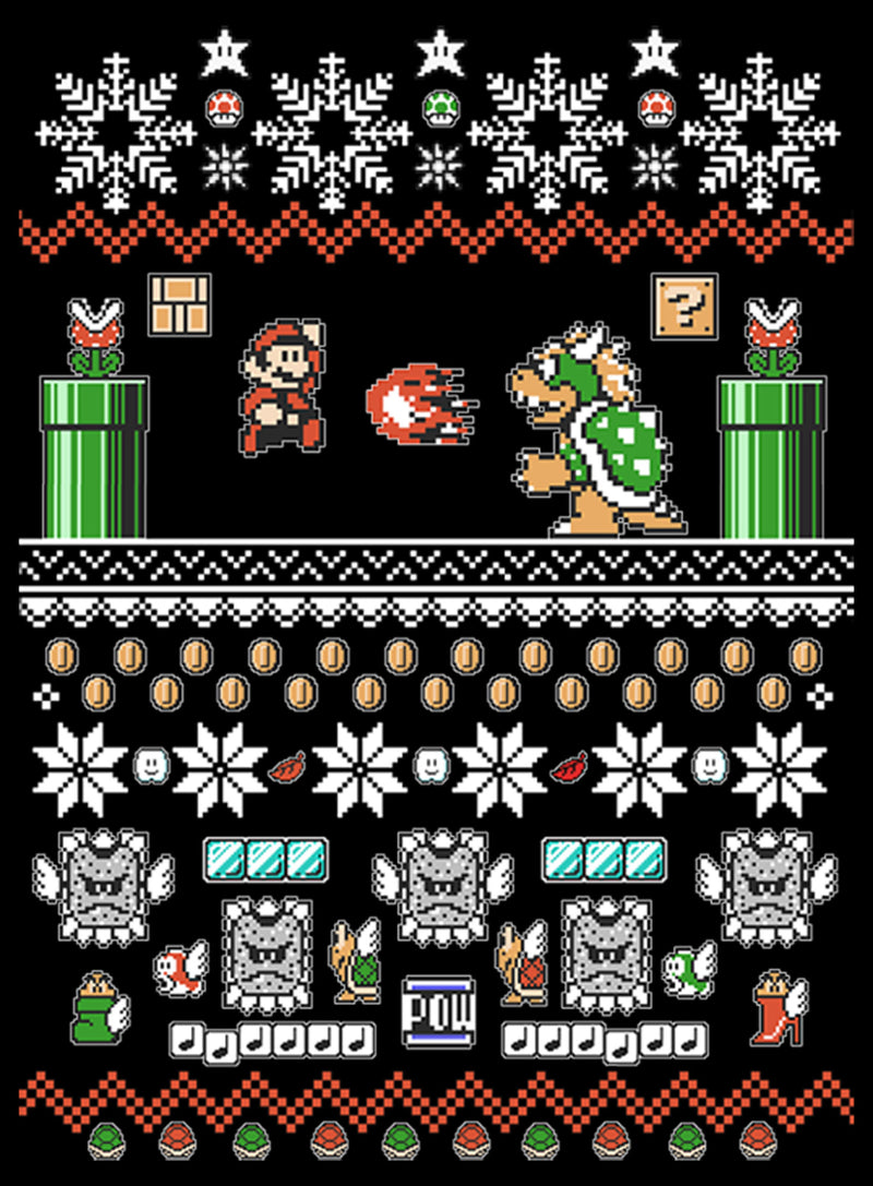 Men's Nintendo Ugly Christmas Mario and Bowser Sweatshirt