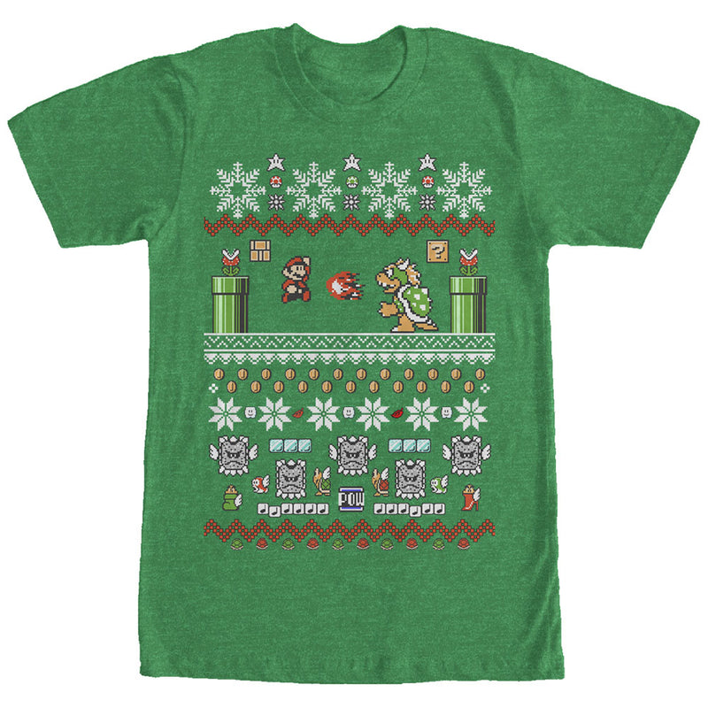Men's Nintendo Ugly Christmas Mario and Bowser T-Shirt