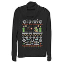 Junior's Nintendo Ugly Christmas Mario and Bowser Cowl Neck Sweatshirt