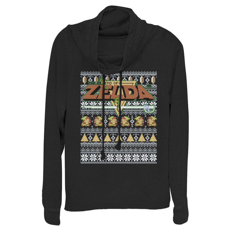 Junior's Nintendo Ugly Christmas Legend of Zelda Cowl Neck Sweatshirt