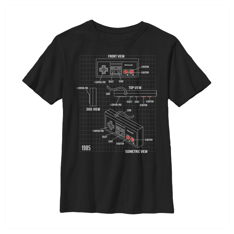 Boy's Nintendo Schematic NES Controller T-Shirt