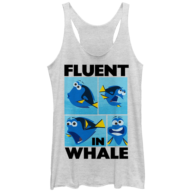 Women's Finding Dory Fluent in Whale Racerback Tank Top
