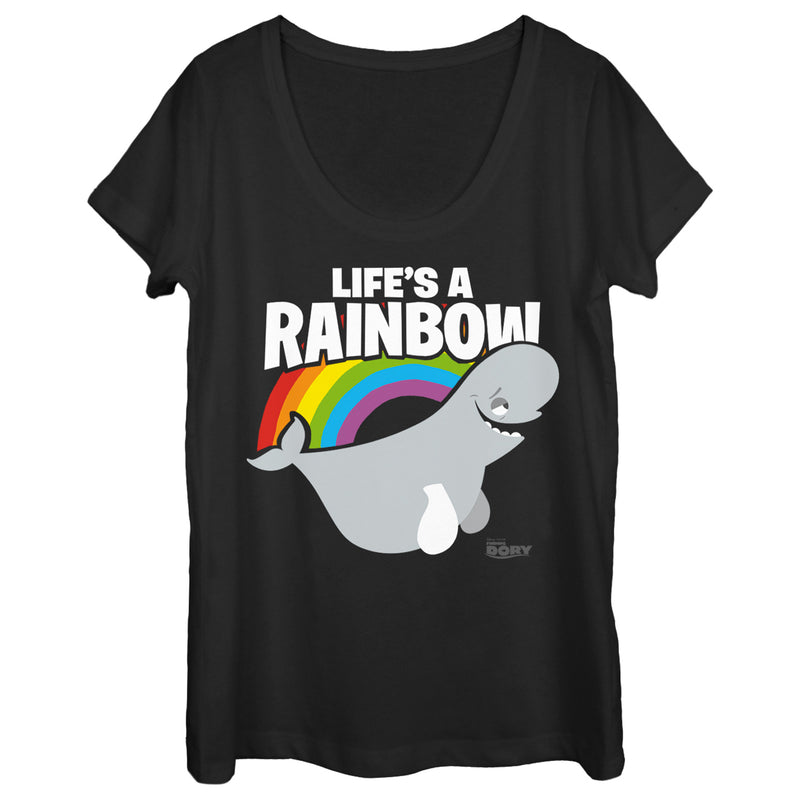 Women's Finding Dory Bailey Life is a Rainbow Scoop Neck