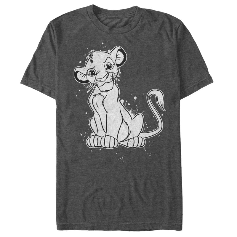 Men's Lion King Simba Smirk Paint Splatter Print T-Shirt