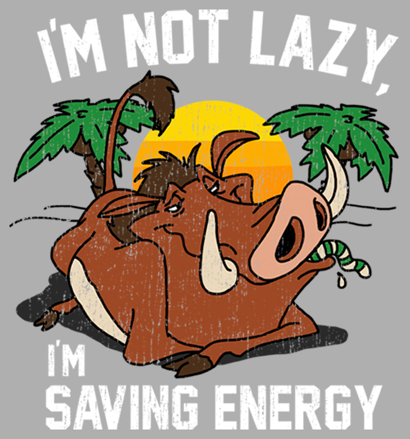 Boy's Lion King Pumbaa I'm Not Lazy I'm Saving Energy T-Shirt