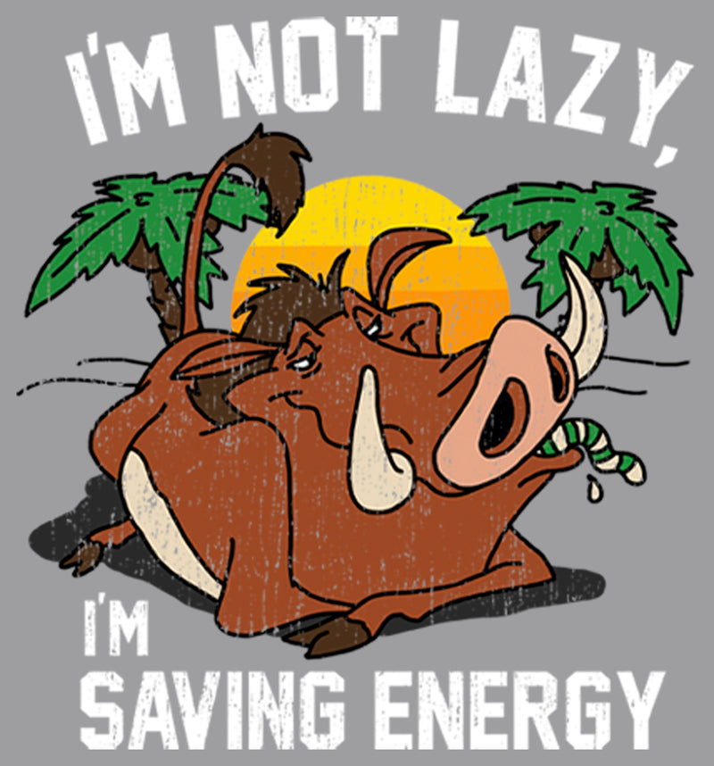 Boy's Lion King Pumbaa I'm Not Lazy I'm Saving Energy Pull Over Hoodie