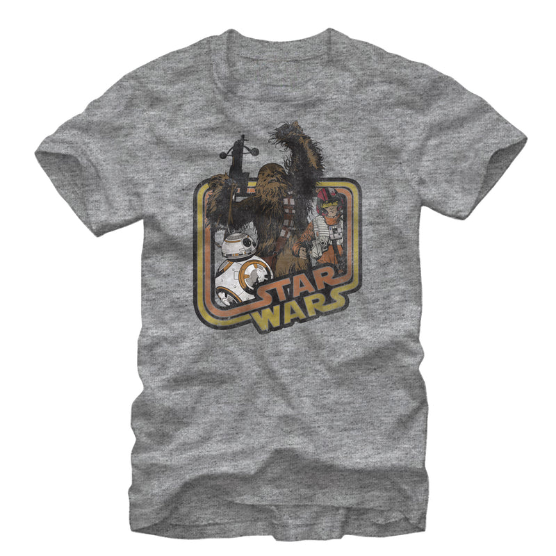 Men's Star Wars The Force Awakens Retro Chewbacca and Poe Dameron T-Shirt