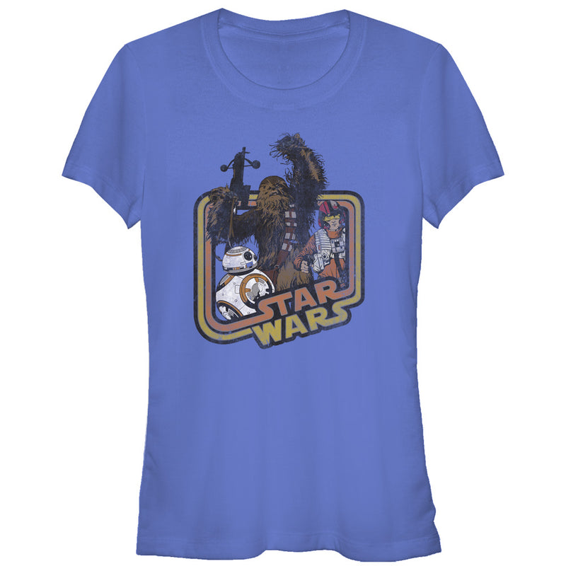 Junior's Star Wars The Force Awakens Retro Chewbacca and Poe Dameron T-Shirt