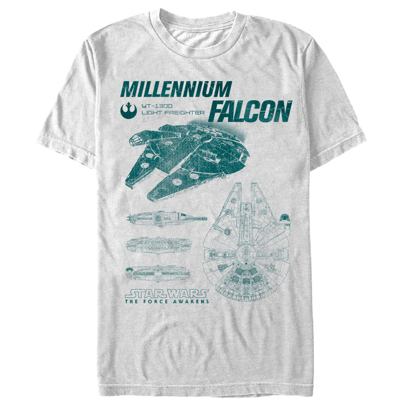 Men's Star Wars The Force Awakens Millennium Falconprints T-Shirt